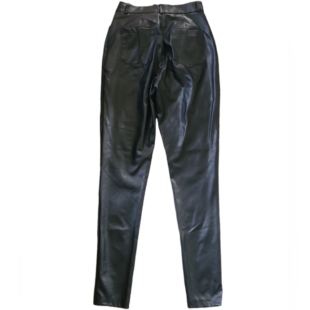 High-Waist Vegan Leather Body Con Pants - Picture 2 of 8